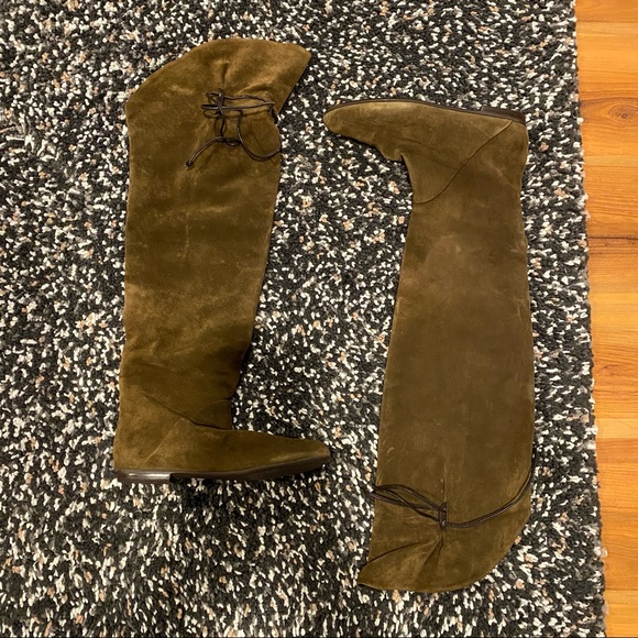 Giuseppe Zanotti olive green suede over the knee boots - Picture 2 of 11